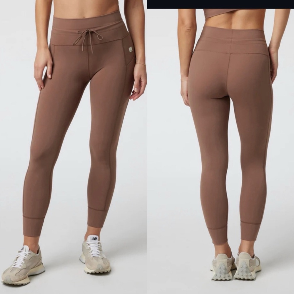 Vuori High-Rise Brown Drawstring Leggings